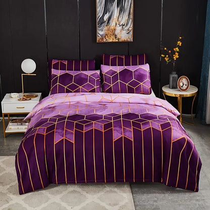 Elegant Geometric Microfiber Bed Set