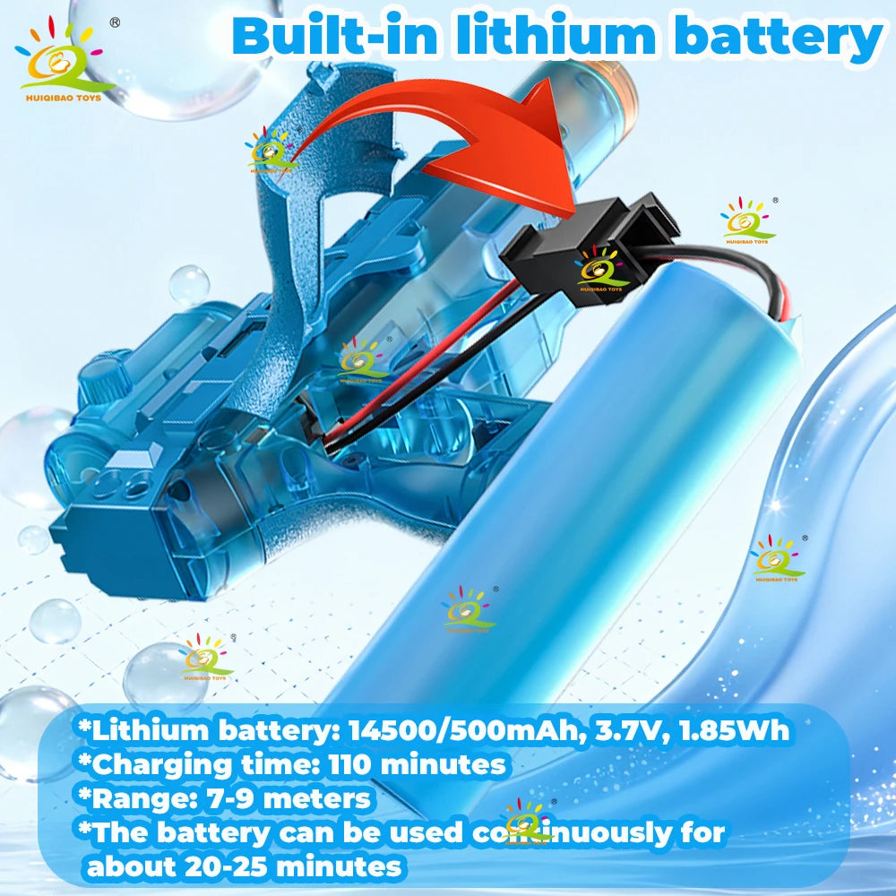 HUIQIBAO Flashlight-Equipped Electric Toy Water Gun Children's Toy with Continuous Water Blast High-Pressure Powerful Long-Range