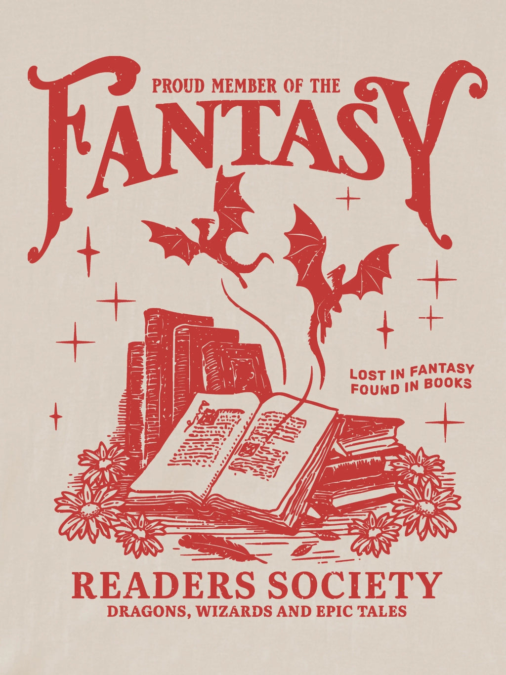 Women's Fantasy Readers Society Graphic T-Shirt Casual Round Neck Short Sleeve Tee with Slight Stretch Book Lovers Casualwear
