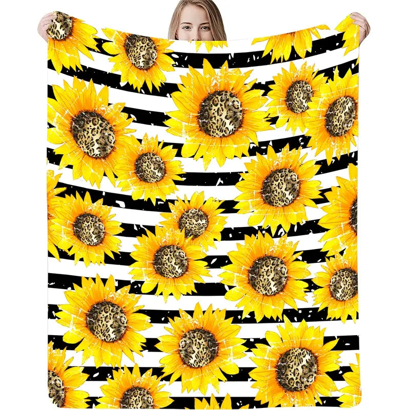 Sunflower Stripe Flannel Throw