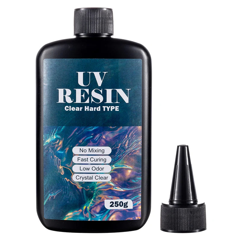100g/250g Clear UV Resin Hard Type One Minute Ultraviolet Solar Fast Curing Epoxy Resin Glue for Casting Molds Jewelry Craft DIY