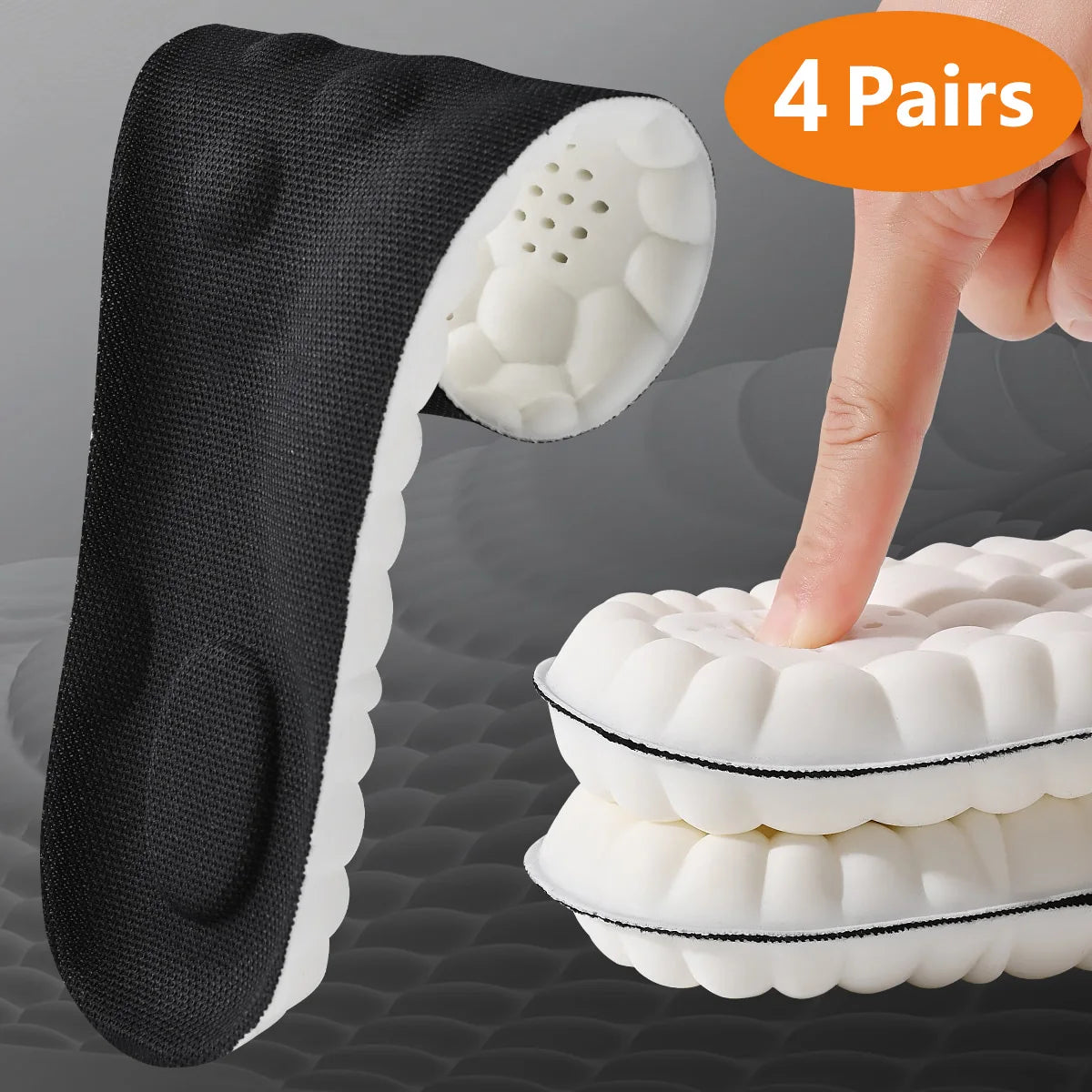 1/2/4pairs Latex Sport Insoles Soft High Elasticity Shoe Pads Orthotic Breathable Shock Absorption Cushion Arch Support Insole