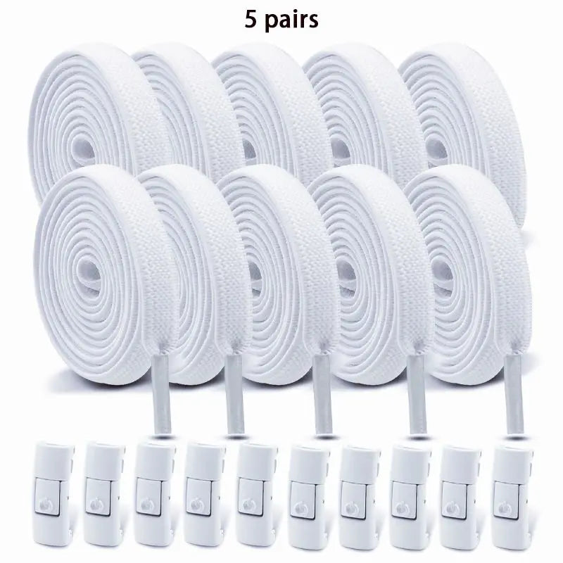 No Tie Shoe laces Press Lock Shoelaces without ties Elastic Laces Sneaker Kids Adult 8MM Widened Flat Shoelace for Shoes