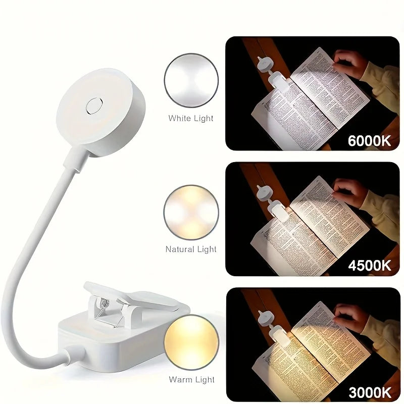 Mini Clip Book Lamp LED Table Lamp Eye Protection 3 Colors Battery Powered USB Night Light Portable Bedside Student Reading Lamp