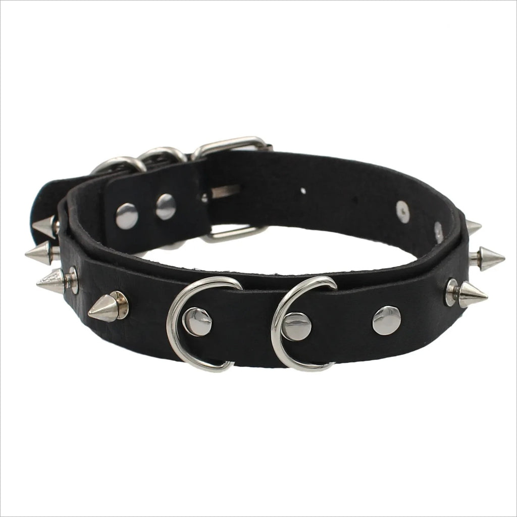 Woman Black Punk Choker Collar Necklace Sexy PU Leather Heart Lock Key Spike Chocker Gothic Cosplay Accessories Party Jewelry