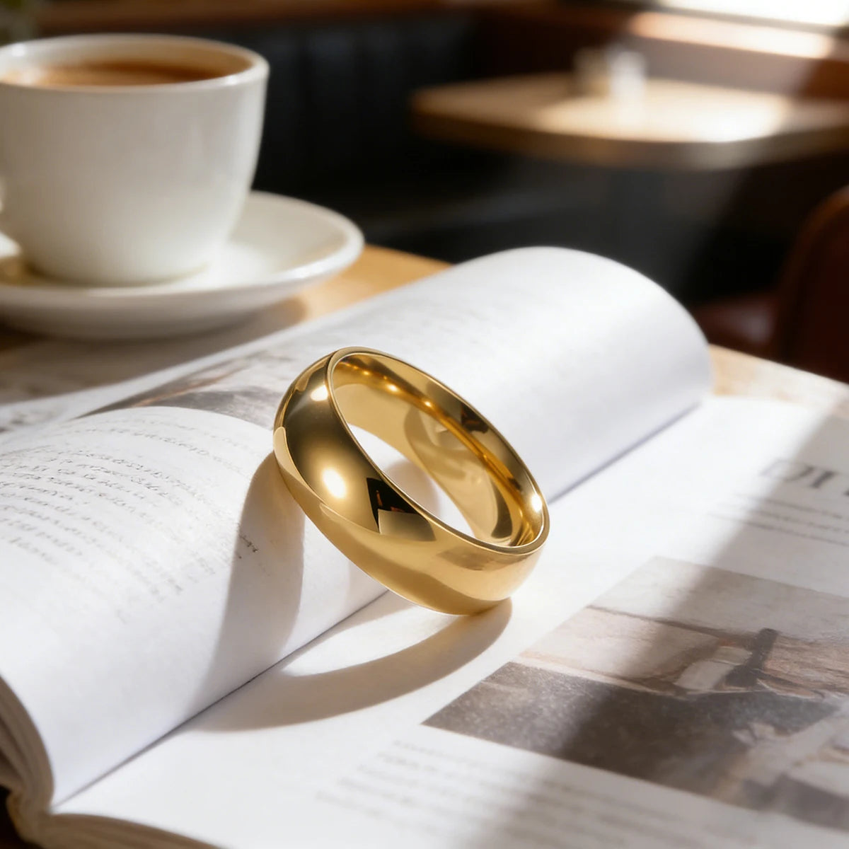 Classic Minimalism Stainless Steel 6mm Wide Ring for Men Women Fashion Waterproof Hypoallergenic Couple Wedding Jewelry Gift