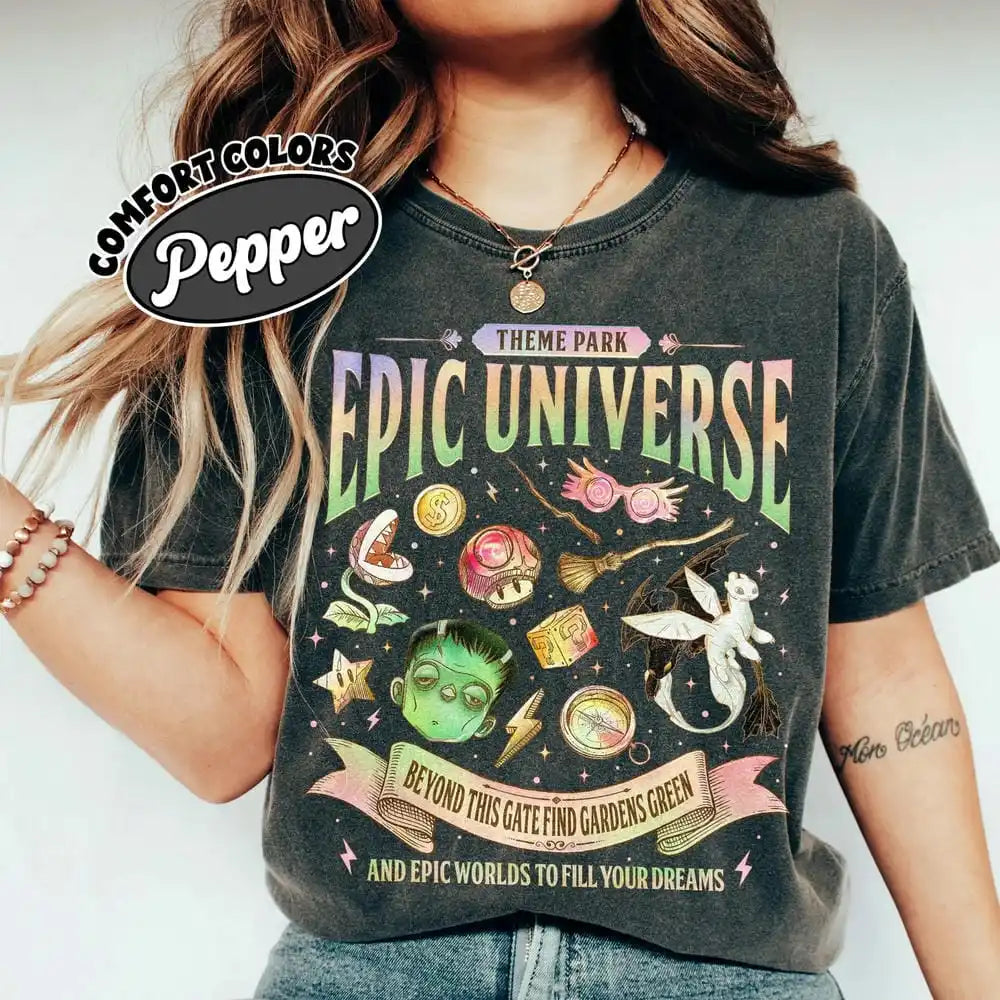 Vintage Epic Universe Fan Comfort Unisex Tee Cotton Shirt Fantasy Funny Family Theme Park Trip Orlando Park Y2K Top Streetwear