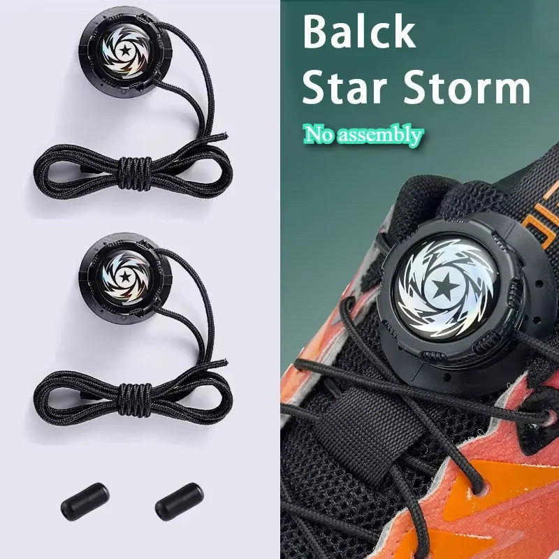 6pcs Set/1 Pair No-Tie Shoe Locks - Rotating Buckles for Sports and Outdoor Shoes - Unisex Quick-Adjust Design - Pre-Installed