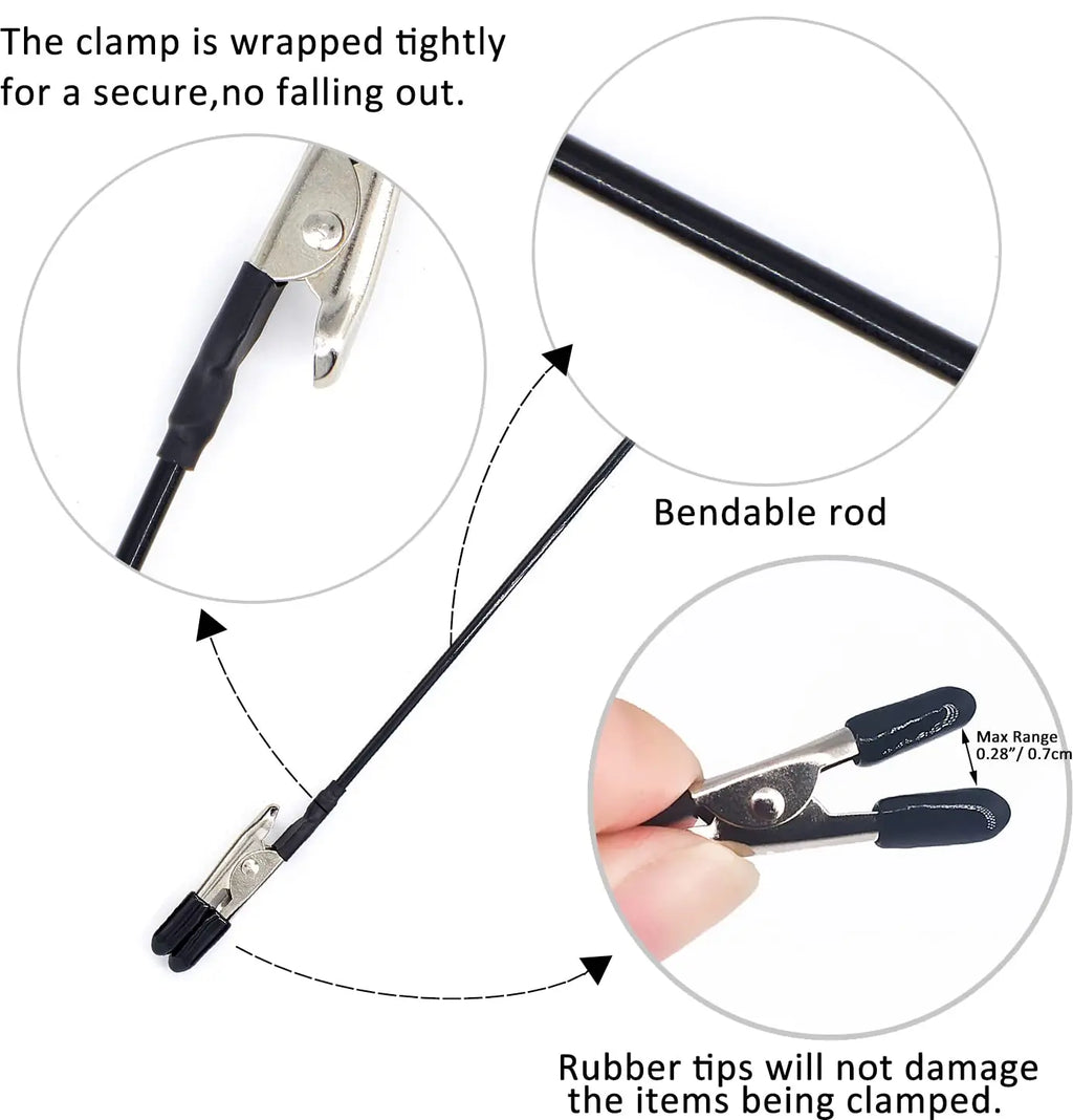 Rafford 12Pcs Bendable Model Painting Alligator Clip Sticks Rubber Tips + Metal Magnetic Base - for Airbrush, Hobby Model Parts