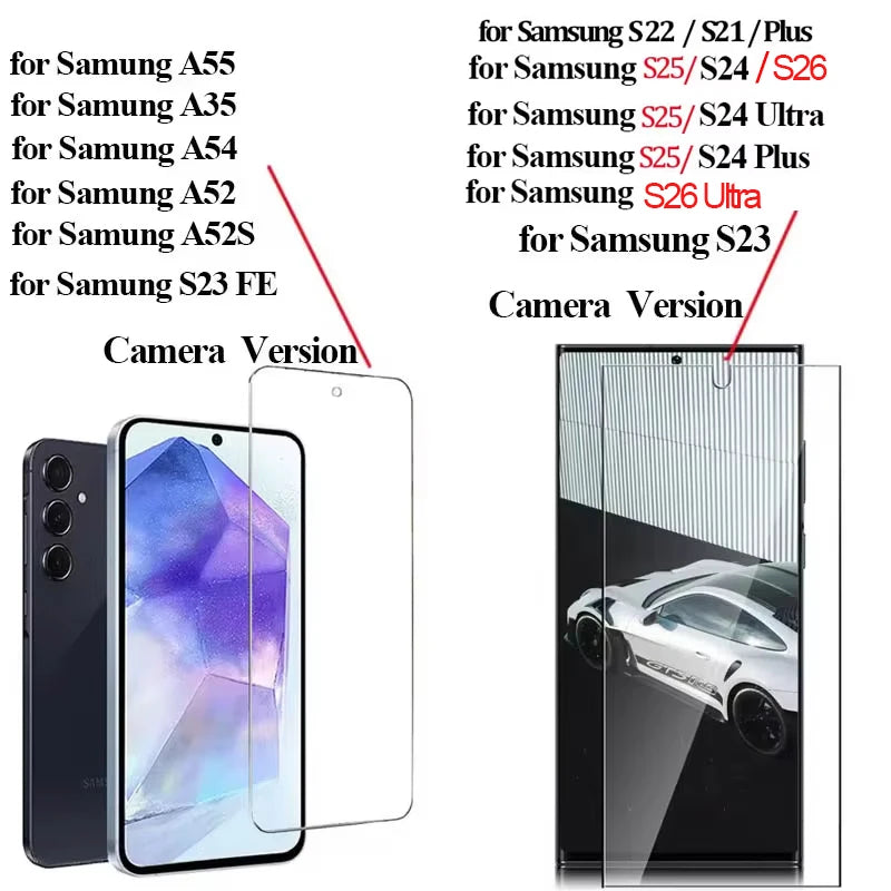 HD Screen Protector for Samsung S23 S26 A55 A35 A54 S25 Tempered Glass for Samsung S24 S21 S22 mica Galaxy S24 Ultra S23 FE