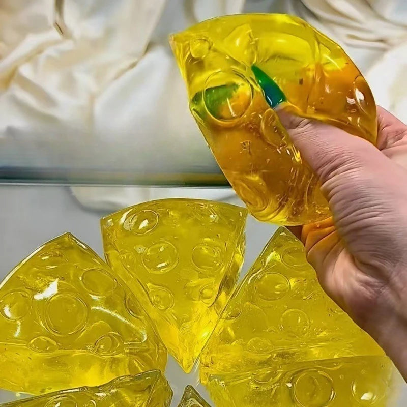 1PC Honey Cheese Finger Squishy Slow-Rebound Toy, Soft Anti-Burst Durable BPA-Free Odorless Non-Sticky Easy-Clean Portable Lightweight Comfort-Grip Tear-Resistant Stretchable Calming Fidget Sensory Stress Relief Play