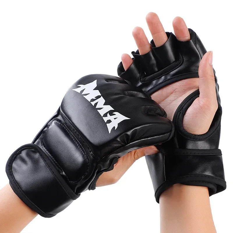 Professional Boxing Training Gloves Half Finger Leather Cushion for Adult Sanda Boxing  Training Sandbag Knuckles