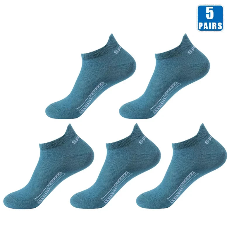 5Pairs High Quality Men Ankle Socks Breathable Cotton Sports Mesh Casual Athletic Summer Thin Cut Short Low-Cut Crew Soft Sock
