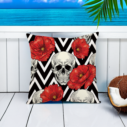 Futuristic Floral Skull Pillowcase