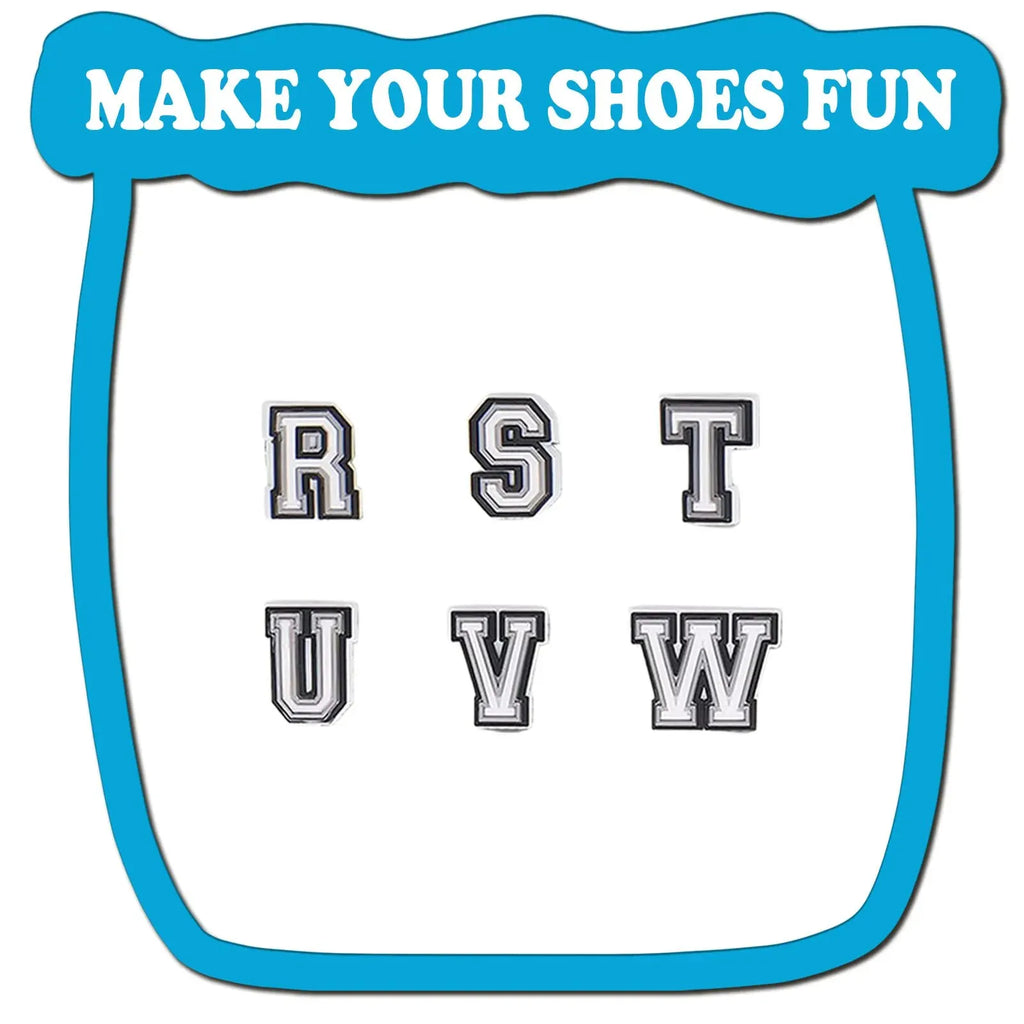 26Pcs Alphabet Letter Series Shoe Charms For Croc Shoe DIY Decoration Premium Quality Popular Charms Accessories Bubble Slides