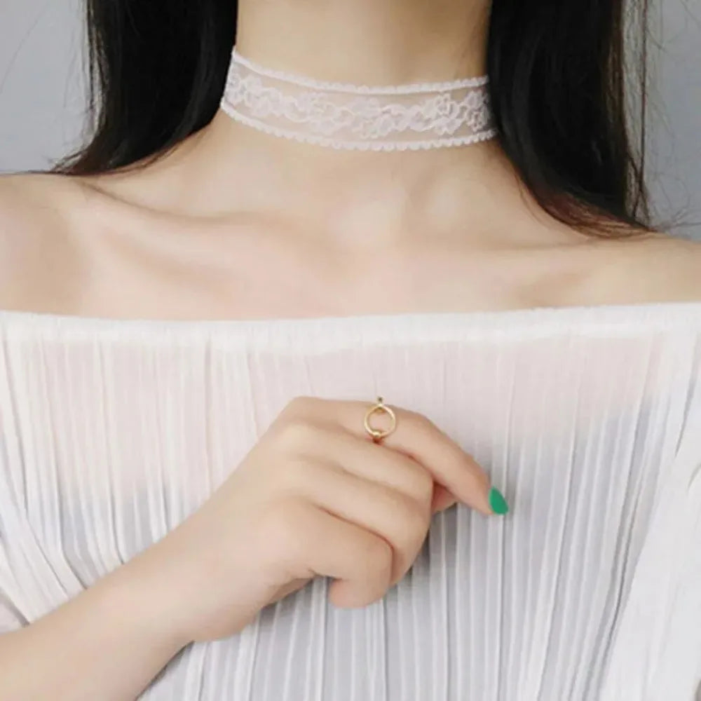 2025 New Black Sexy Lace Flower Necklace for Women Harajuku Gothic Short Choker Collar Necklace Party Female Neck Accessories ﻿