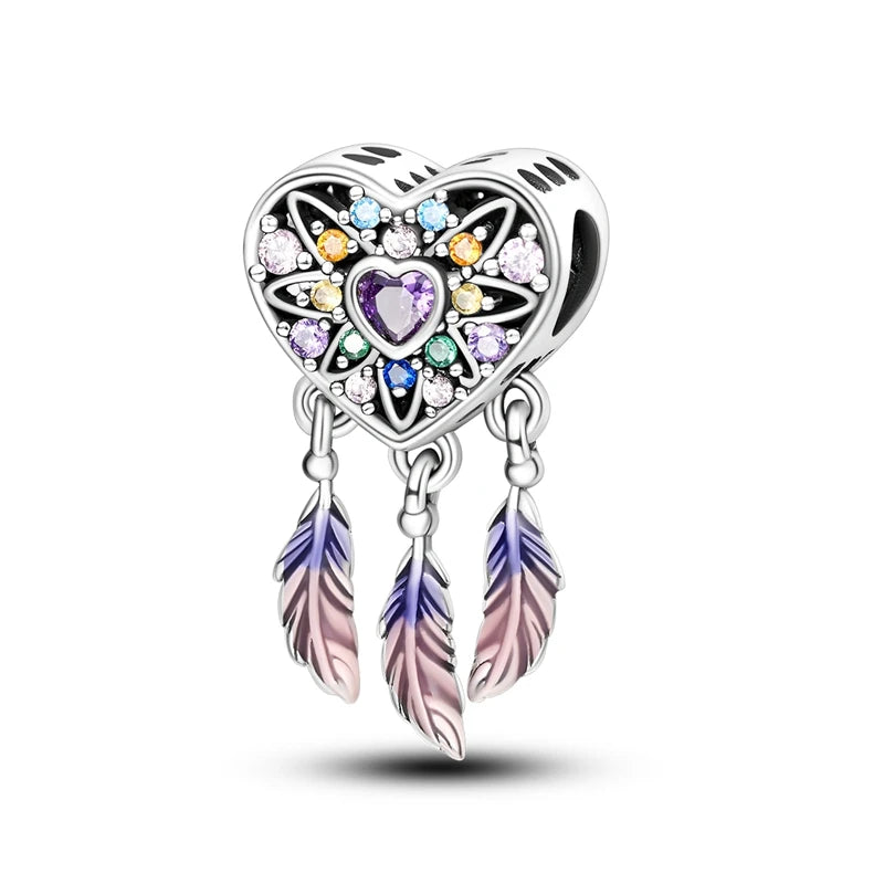 925 Sterling Silver Colorful Butterfly Dragonfly Feathers Charms Luminous Stars Pendants Fit Original Bracelets Fine DIY Jewelry