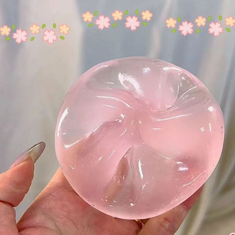 Maltose Squishy Toy Cute Mochi Anti Stress Fidget Toy Soft Simulated Bule/Pink Transparent Ball Quick-rebound Decompression Toy