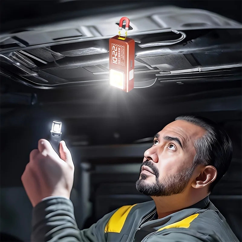 LED COB Mini Flashlight USB Rechargeable Lamp Torch Portable Working Light with Magnet Outdoor Emergency Hiking Fishing Lantern