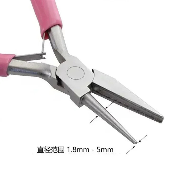 1Pc Pink Professional Round Concave Pliers High Quality Carbon Steel Plier Used for DIY Jewelry Making Manual Jewelcrafting Tool