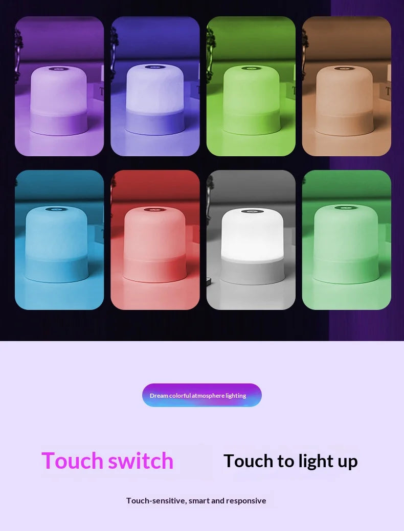 16 Colors LED Touch Bedside Night Light, Rechargeable Dimmable Atmosphere Lamp with Remote, Portable Decor Light for Bedroom