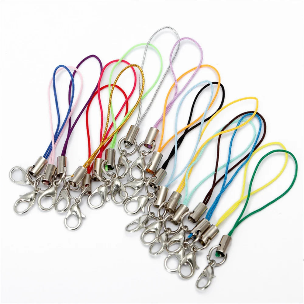 50pcs Mix Color Lobster Clasp Cords Strap Charms Lanyard String Wrist for Cell Phone Flash Drives Keychain DIY Jewelry Accessory