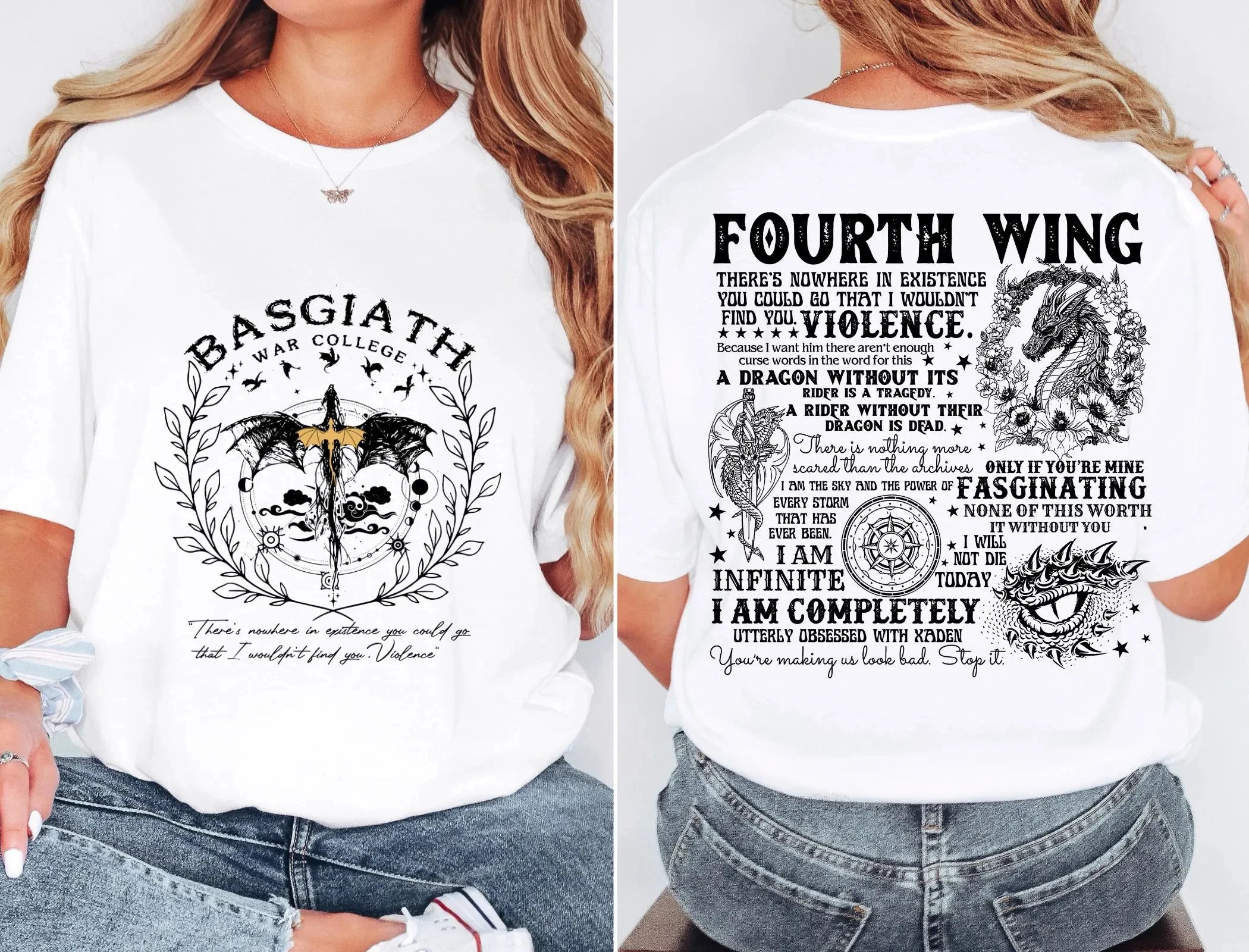 Fourth Wing Tshirt Dragon Rider Tshirt Basgiath War College Shirt The Empyrean Series Violet Sorrengail Fantasy Book