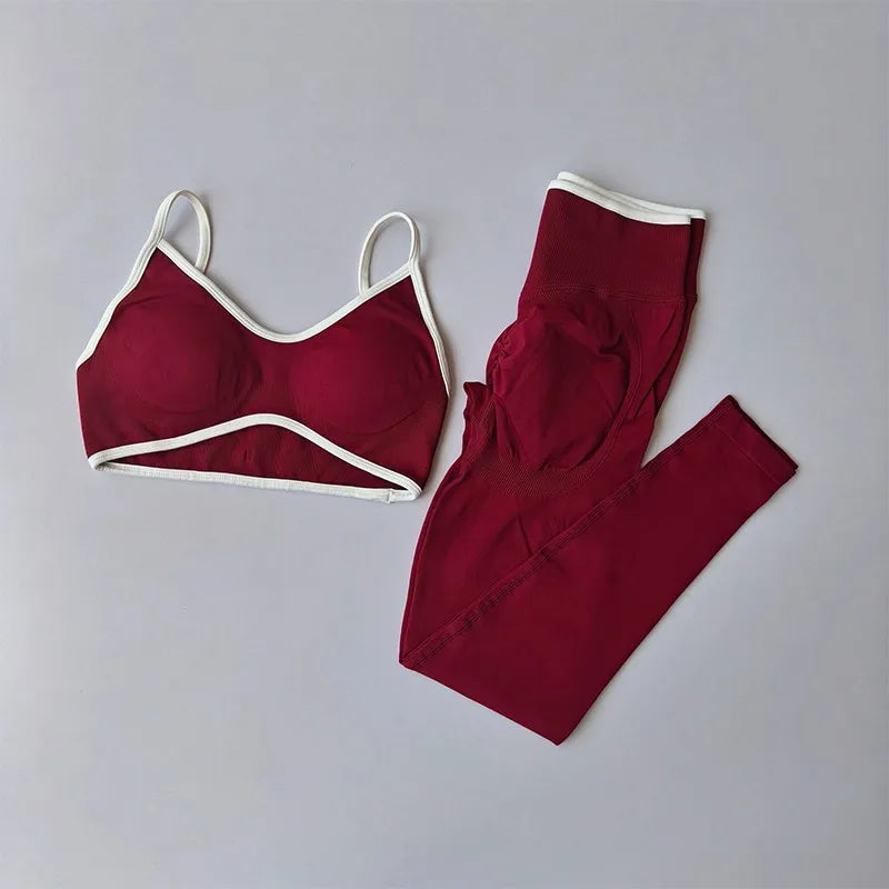 Women's Color Block Yoga Set Sports Bra & High Waisted Shorts Butt Lifting Tummy Control Workout Gym Fitness Running Activewear