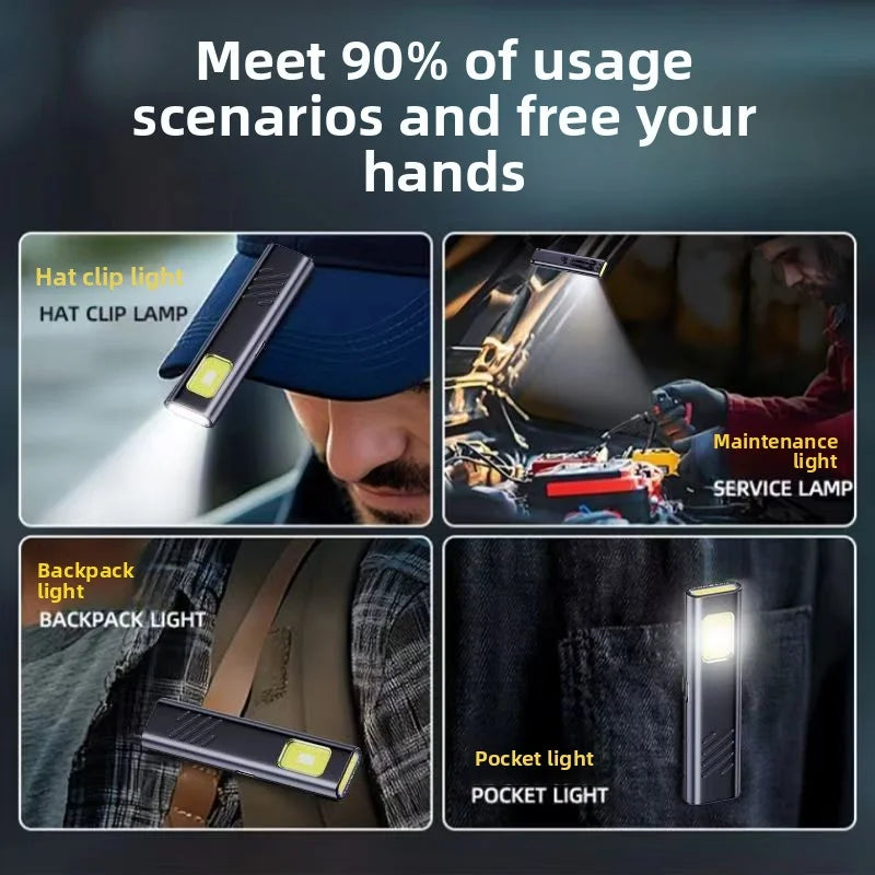 Portable Rechargeable Mini LED Keychain Flashlight 800LM Magnetic Pocket Torch Light for Work, Camping, Emergency, Car Use