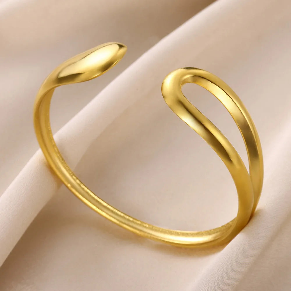 Classic Bump Pattern Openning Bangles For Women Stainless Steel Cuff Bracelet Gold Color  Hand Ornament Party Jewelry Gift