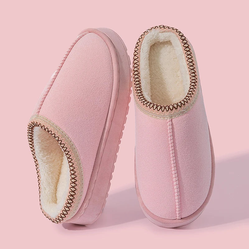 Women's Plush Slippers Winter Warm House Shoes Fashion Thick EVA Sole for Indoor Outdoor Use Cozy Non-Slip Couple Home Footwear