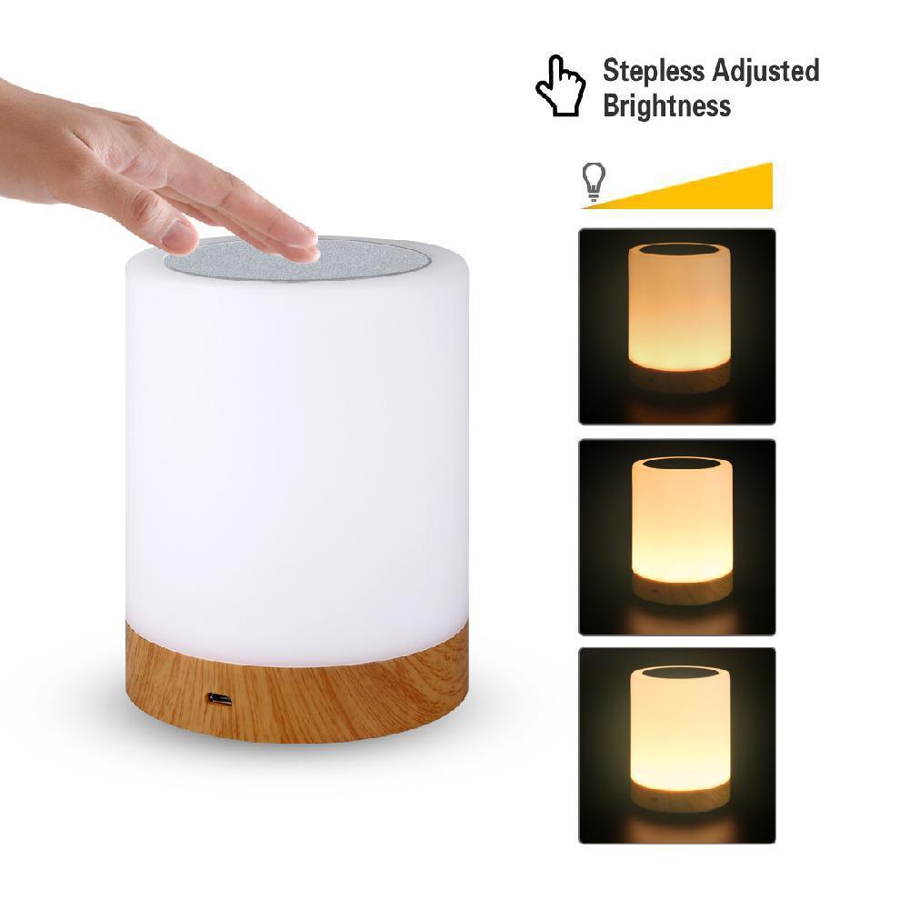 Studyset USB Charging LED Touch Colorful Night Lamp Wood Grain Bed Light Home Office Decoration Gift For Home Room or Office Camping lamp