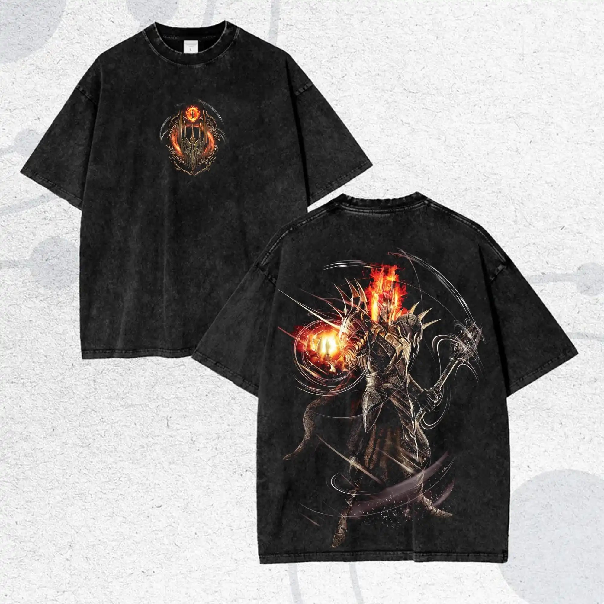 Sauron The Dark Lord T-shirt Vintage Washed Oversized Y2k Streetwear Fantasy Shirt Movie Fan Gift Women Men Casual Cotton Tees