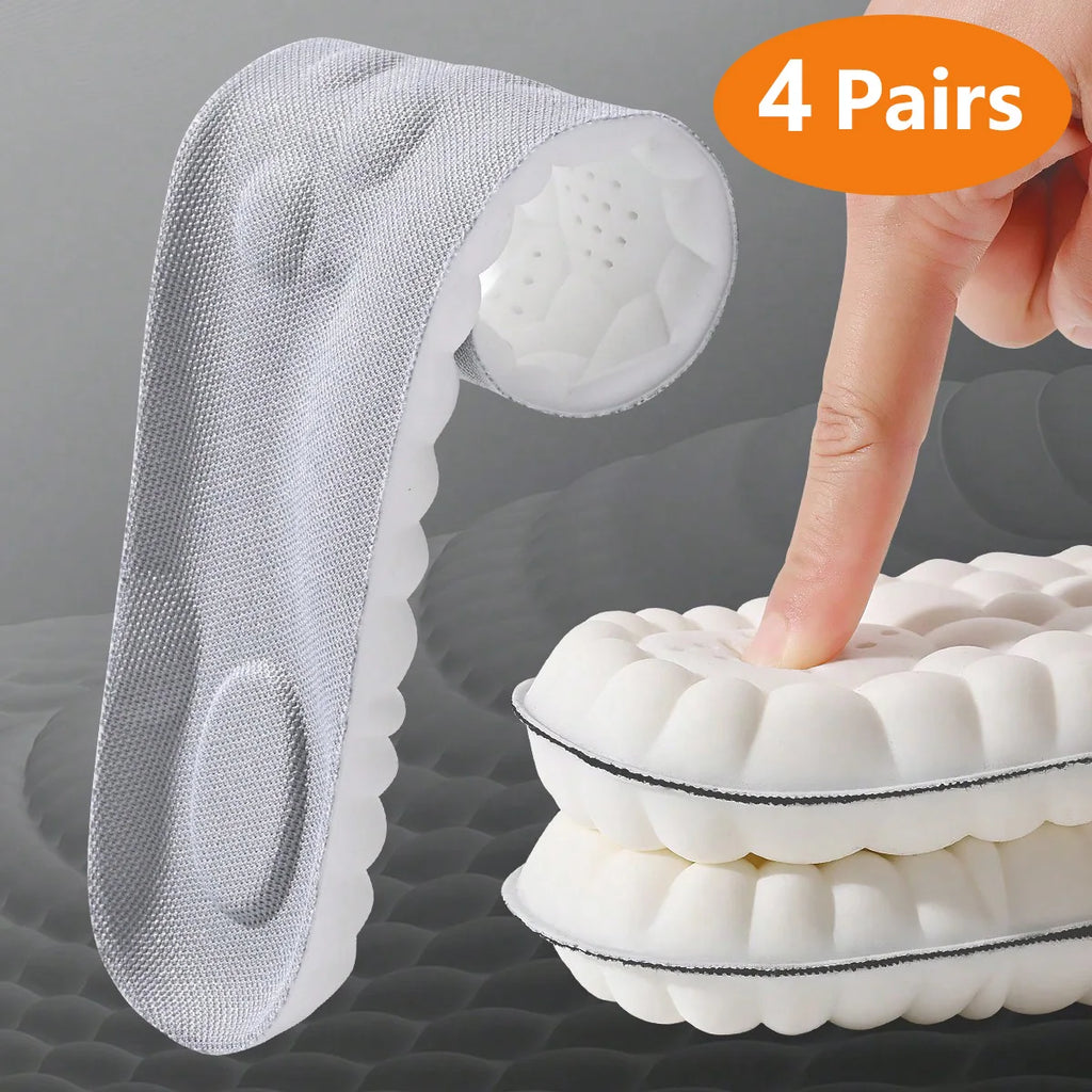 1/2/4pairs Latex Sport Insoles Soft High Elasticity Shoe Pads Orthotic Breathable Shock Absorption Cushion Arch Support Insole