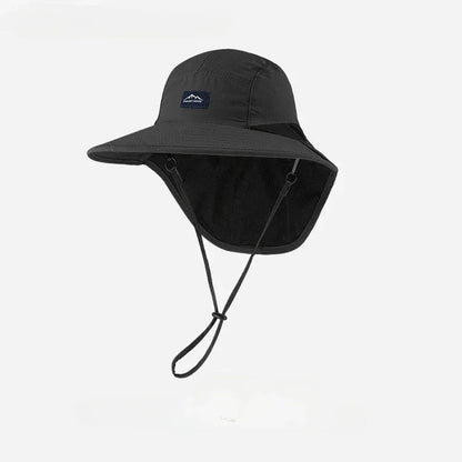 Summer Wide Brim Waterproof and Quick-drying Panama Caps Outdoor Visor Bucket Hats Mesh Breathable Sun Hat with Neck Flap Hiking