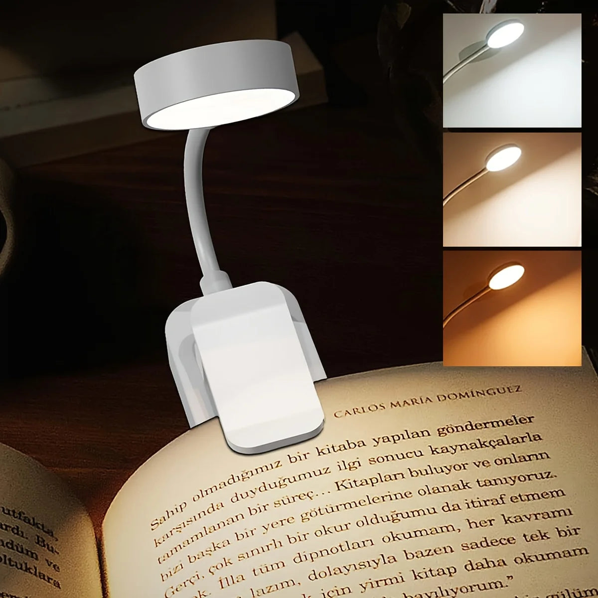 Mini Clip Book Lamp LED Table Lamp Eye Protection 3 Colors Battery Powered USB Night Light Portable Bedside Student Reading Lamp