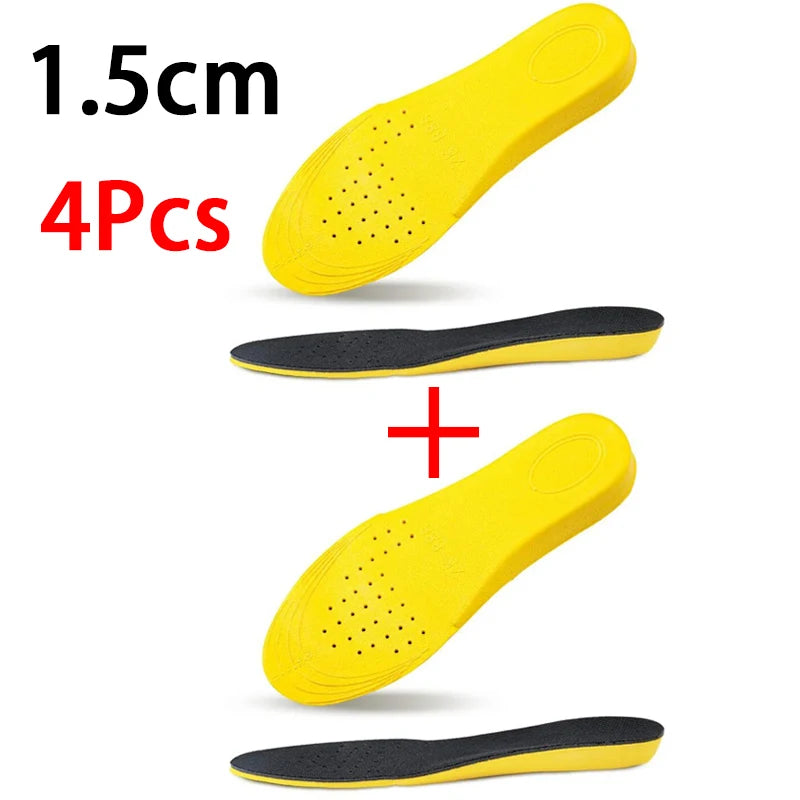 2Pcs/4Pcs New Comfortable Shock-absorbing Insole 1.5-3.5cm Height-increasing Insole Men Women Breathable Sports Insoles