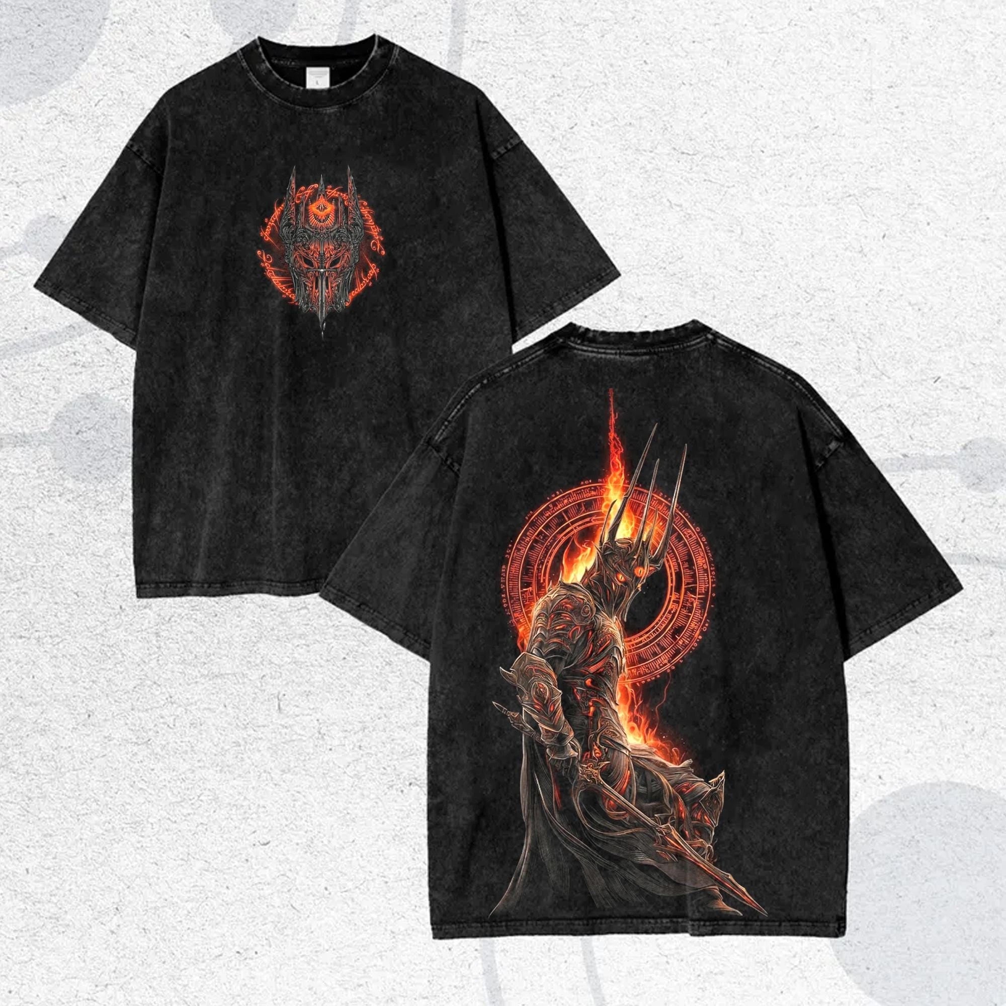 Sauron The Dark Lord T-shirt Vintage Washed Oversized Y2k Streetwear Fantasy Shirt Movie Fan Gift Women Men Casual Cotton Tees