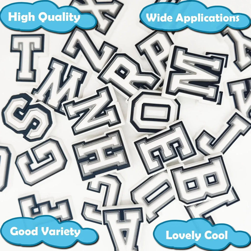 26Pcs Alphabet Letter Series Shoe Charms For Croc Shoe DIY Decoration Premium Quality Popular Charms Accessories Bubble Slides