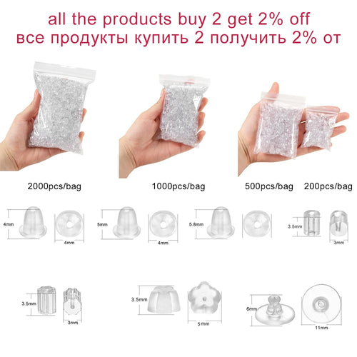 200-2000pcs Soft Silicone Rubber Earring Back Stoppers for Stud Earrings DIY Earring Findings Accessories Bullet Tube Ear Plugs