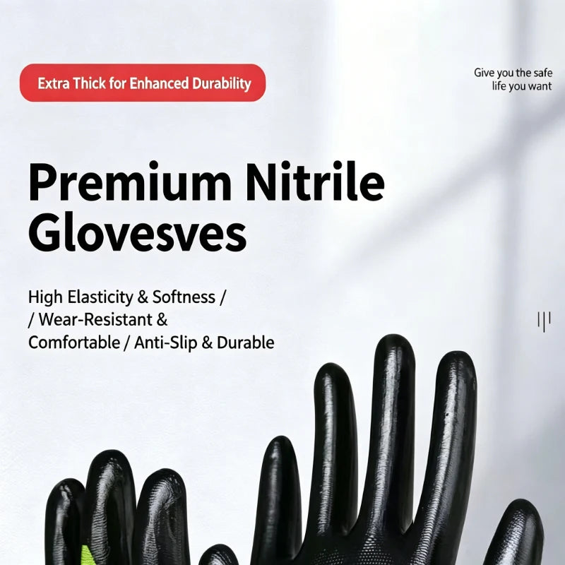 N618 Nylon Nitrile Dipped Work Gloves Oil Resistant Wear Resistant for Construction Auto Repair Factory