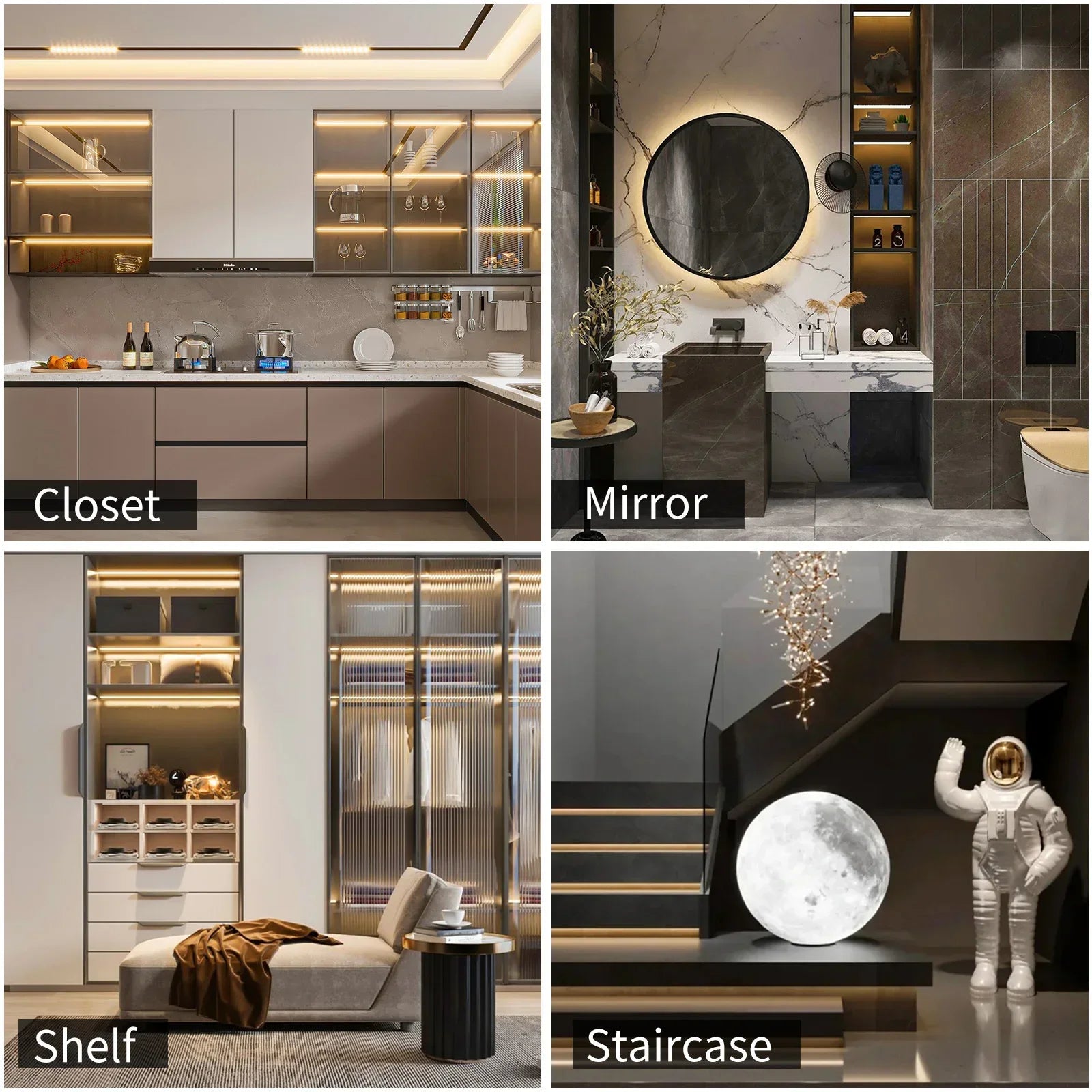 5V LED Light Strip USB Flexible Tape Lights Adhesive Tape Lamp Bar Kitchen Wardrobe TV Backlight Stair Display Cabinet Lighting