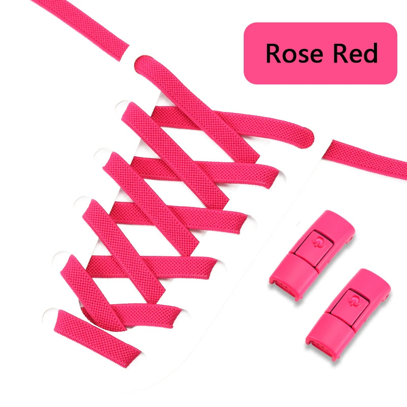 Colorful Press Lock No Tie Shoelace Elastic Shoelaces for Sneakers Sport Tieless Elastic Shoe Laces One Size Fit All Adult Kids
