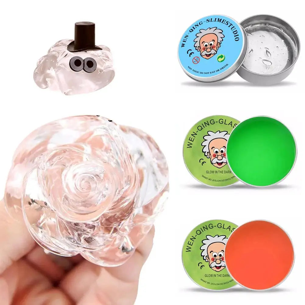 Lab Putty Crystal Clear Glass (1 Pack) Best Thinking Smart Crazy Stress Putty with Tin, Sensory & Bouncing Toy Children Gifts