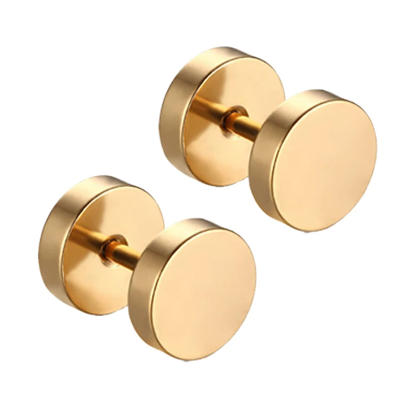 1 Pairs Multi Types Unisex Black Gold Color Stainless Steel Earring For Women Men Punk Gothic Piercing Fake Earrings Jewelry