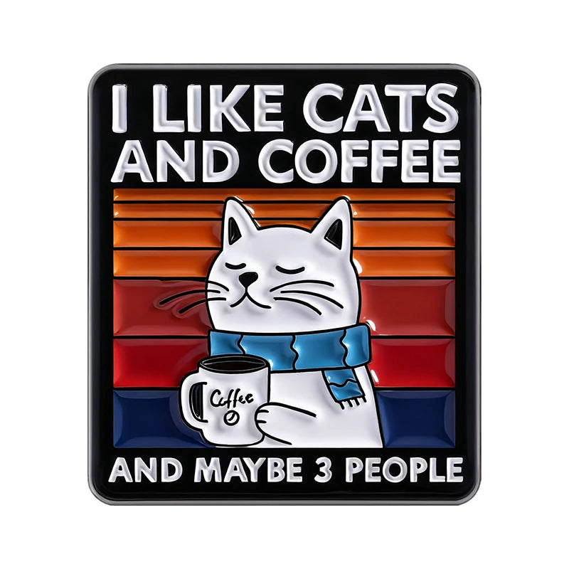 Cartoon Animated coffee cat Enamel Pins Custom animal Metal Brooches Lapel Badges  Funny Exquisite Jewelry Gift for Kids Friends
