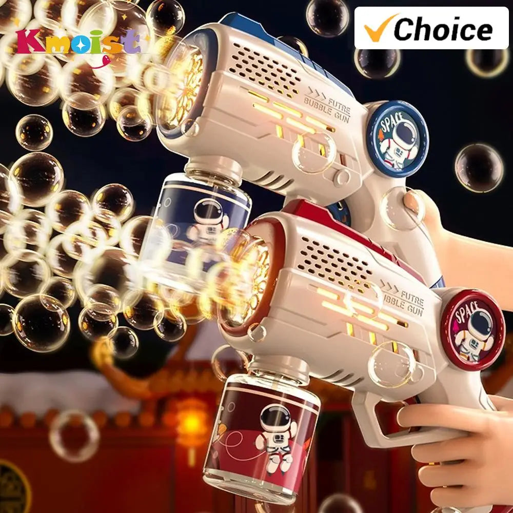 Electric Space Soap Bubble Gun Automatic Bubble Machine Maker Lights Astronaut Outdoor Games Park Toys for Kids Children's Gift