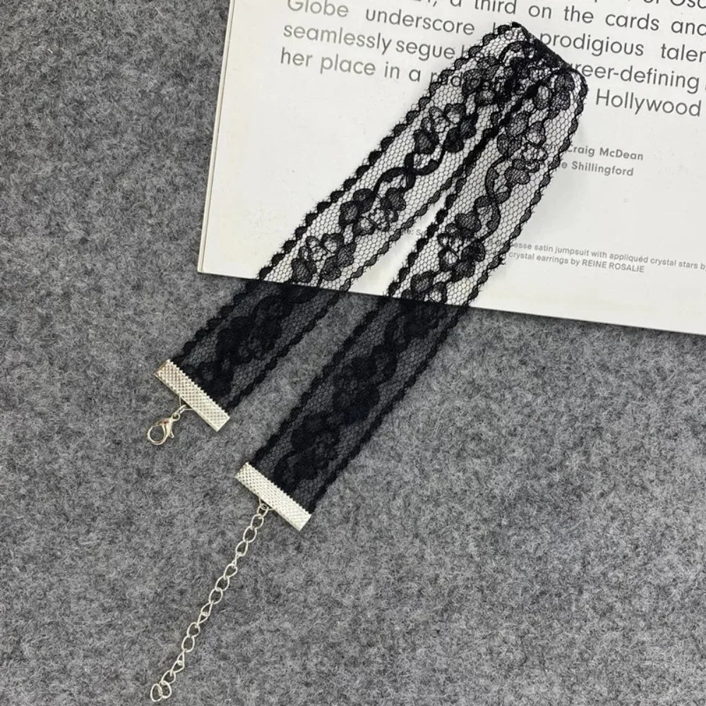 2025 New Black Sexy Lace Flower Necklace for Women Harajuku Gothic Short Choker Collar Necklace Party Female Neck Accessories ﻿