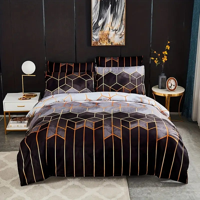 Elegant Geometric Microfiber Bed Set