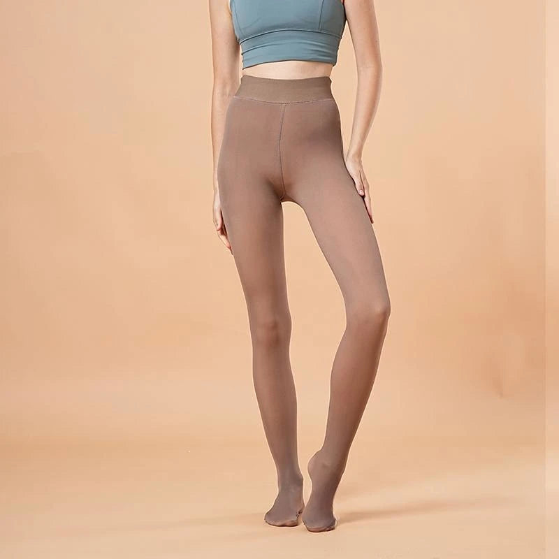 Women Thermal Leggings Winter Warm Sexy Elastic Translucent Pantyhose Female Fleece Thermal High Waist Slim Thicken Tight Pants